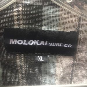 Molokai Surf Co long sleeve XL button down Stripe grey charcoal blue